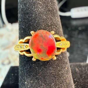 1.2 carat Ethiopian opal adjustable 18k gold plated ring